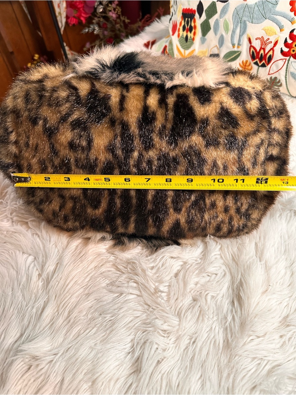 Kurt Geiger • Leopard Print Faux Fur and Leather Poppy Tote Caryall - Picture 8 of 16